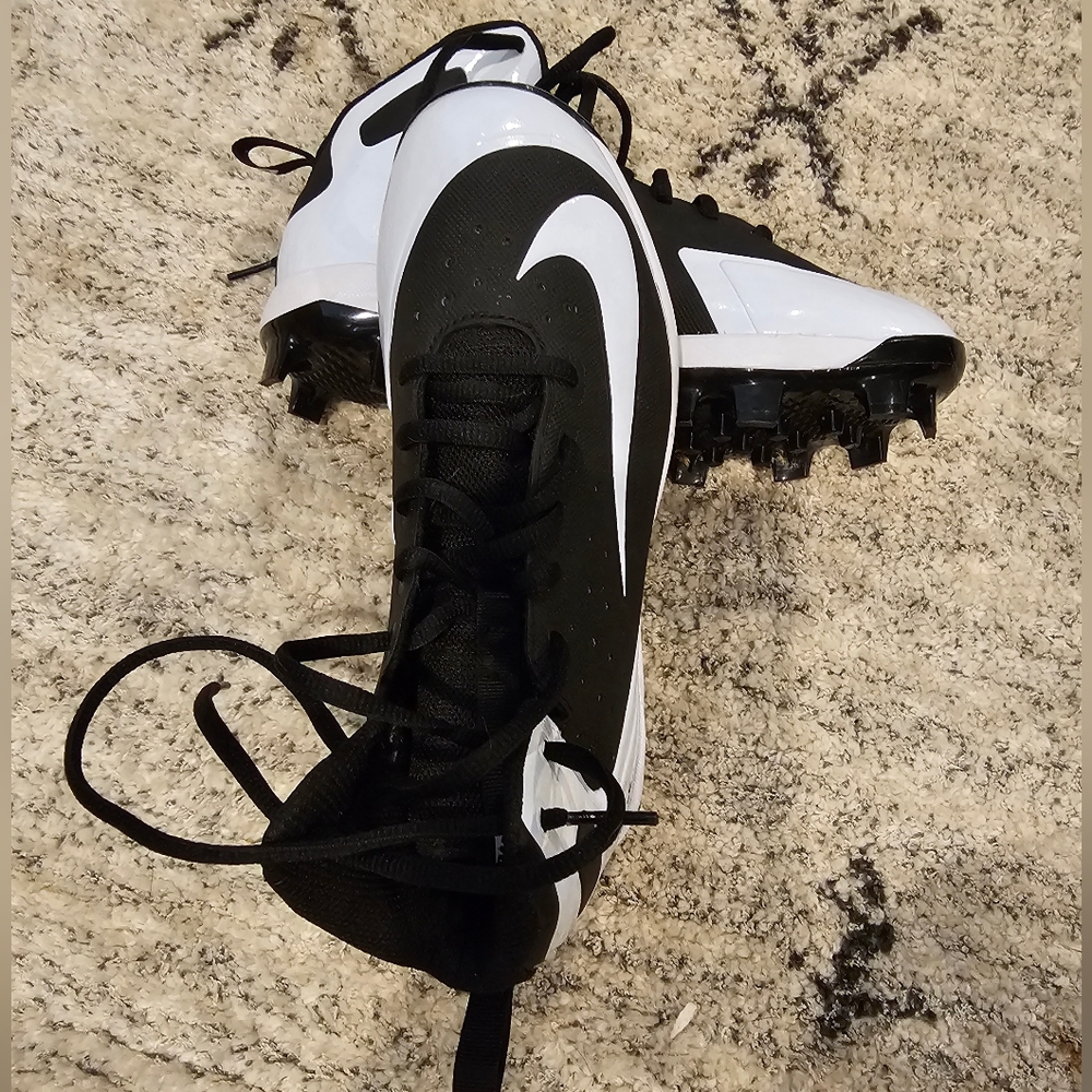 Nike Alpha Huarache Pro Mid 923434-011 Black Baseball Cleats Shoes youth size 6
